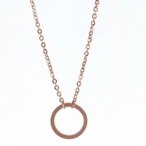New Gold Tone  Circle Necklace - Picture 2 of 2